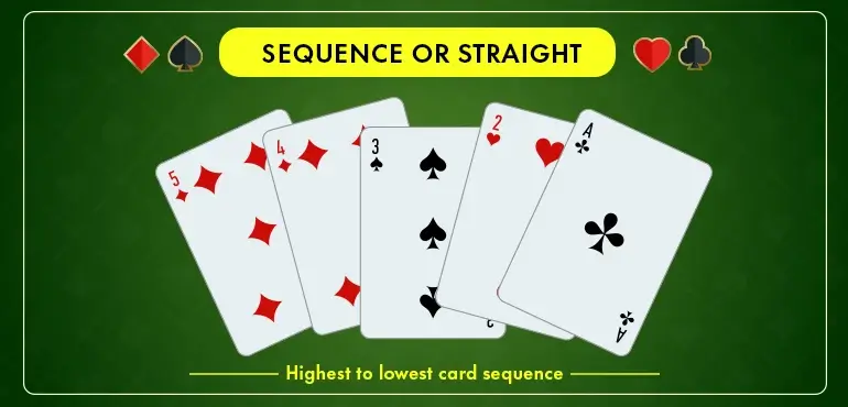 Teen Patti Master कार्ड अनुक्रम - अनुक्रम और स्टाराइट